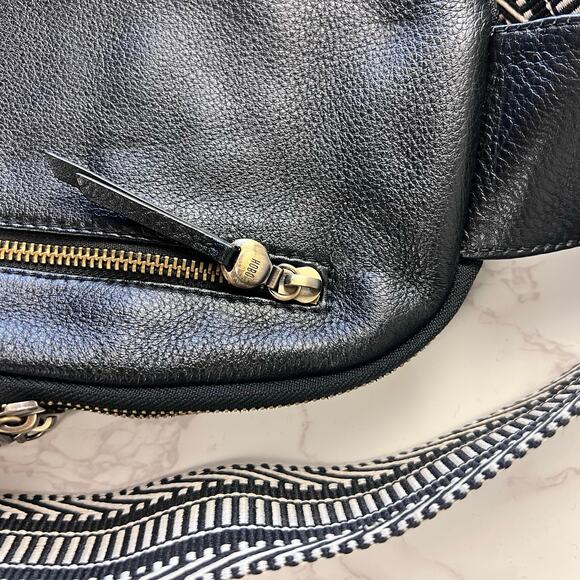 Hobo Cass Sling Bag Black Genuine Leather Crossbody Boho Strap - Picture 6 of 12